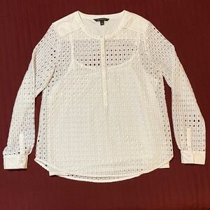 Banana Republic White Eyelet Cutout Blouse With Cami Small